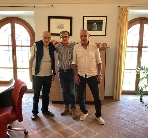 Tita dal Casel con i fondatori di SLow food Carlo Petrini e Silvio Barbero